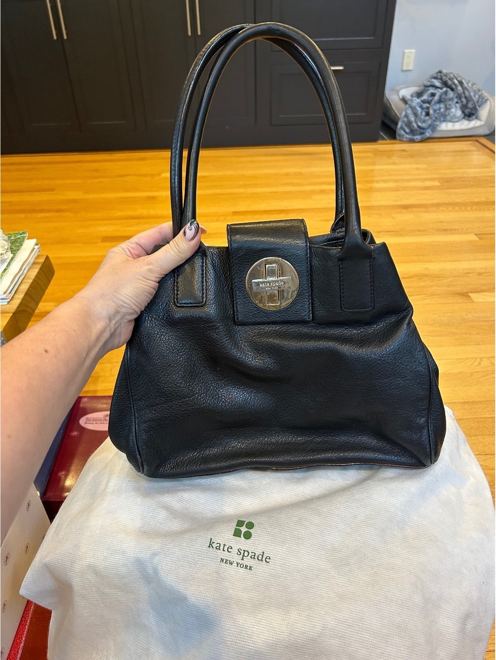 Kate Spade Black Pebbled Leather Tote Bag Purse